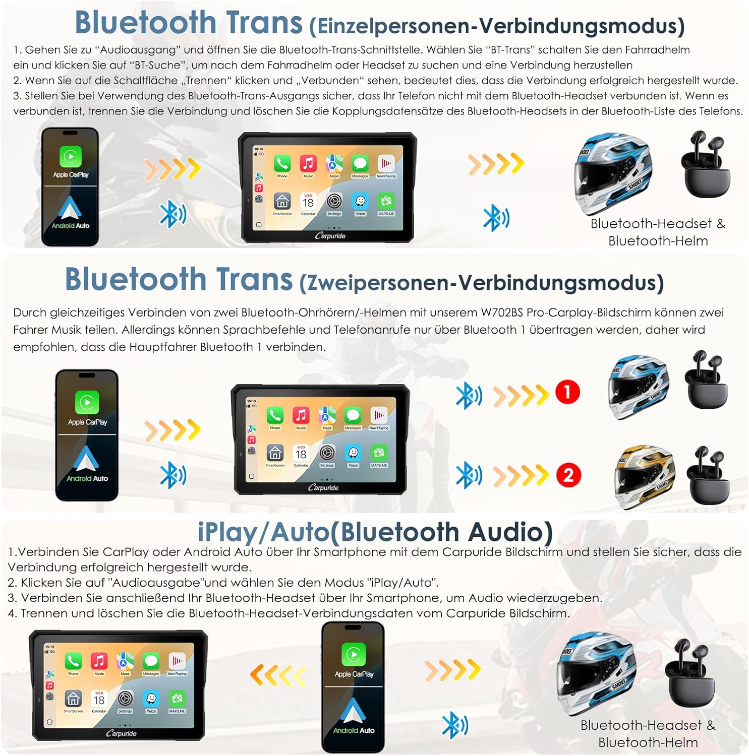 Carpuride W702BS Pro Motorrad Carplay BMW Motorrad – Bild 8