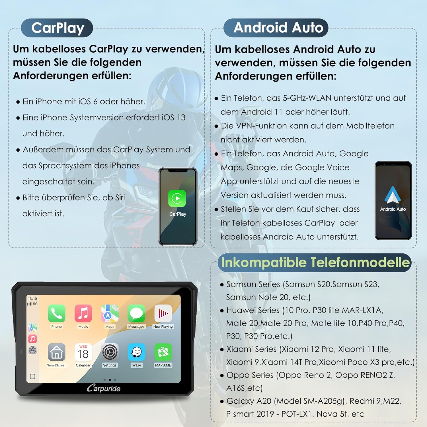 Carpuride W702BS Pro Motorrad Carplay BMW Motorrad – Bild 3