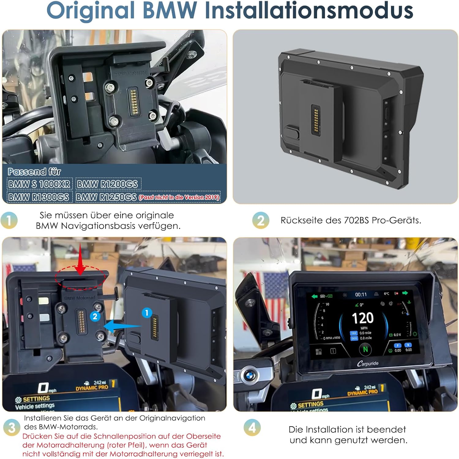 Carpuride W702BS Pro Motorrad Carplay BMW Motorrad – Bild 2