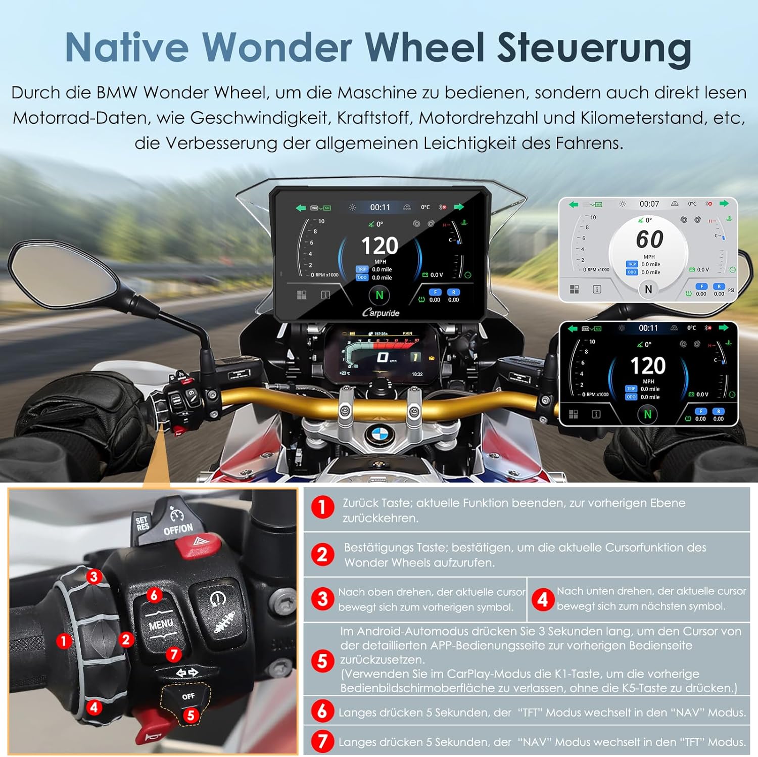 Carpuride W702BS Pro Motorrad Carplay BMW Motorrad – Bild 4