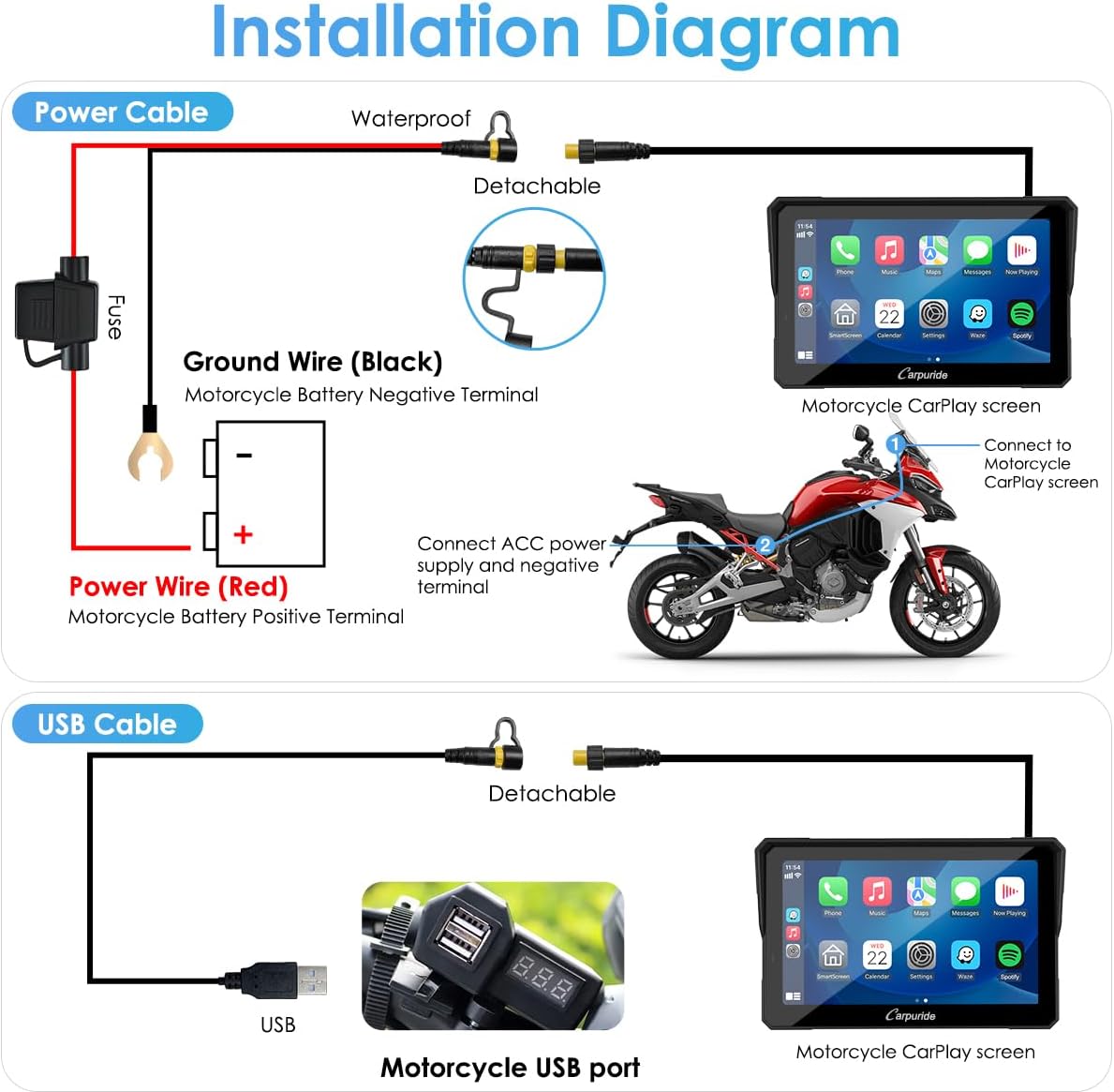 Carpuride W702 Pro: 7 Zoll Motorrad CarPlay & Android Auto – Bild 3