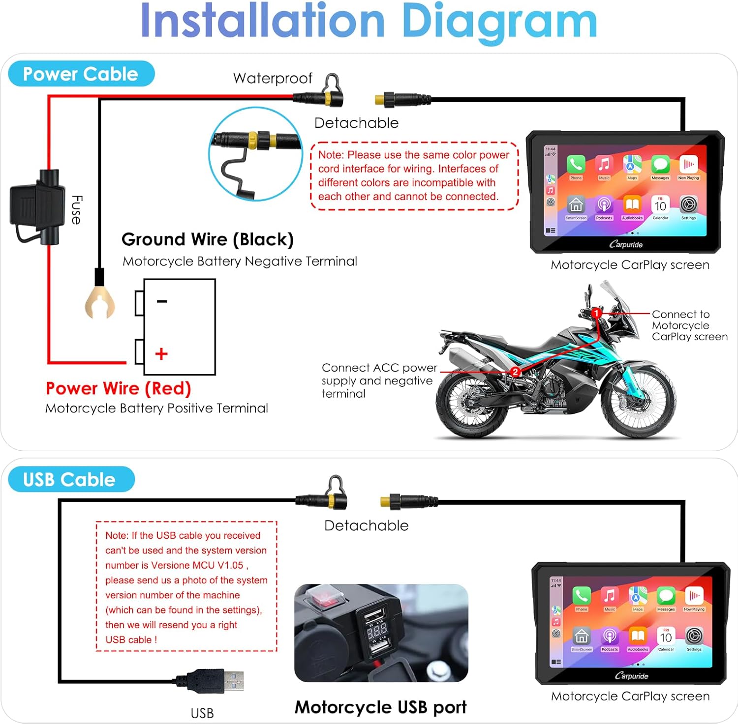 Carpuride W702 Motorrad Carplay – Bild 5