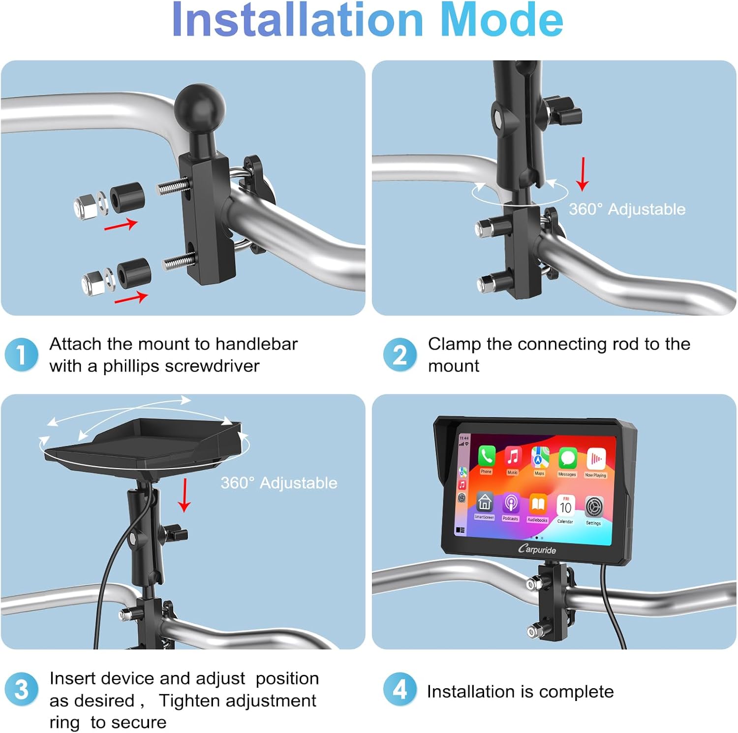 Carpuride W702 Motorrad Carplay – Bild 2