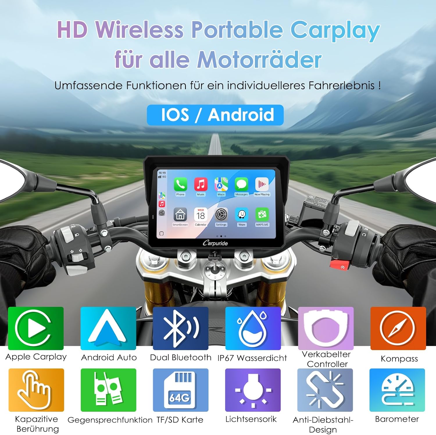 Carpuride W702S Pro Motorrad Carplay – Bild 9