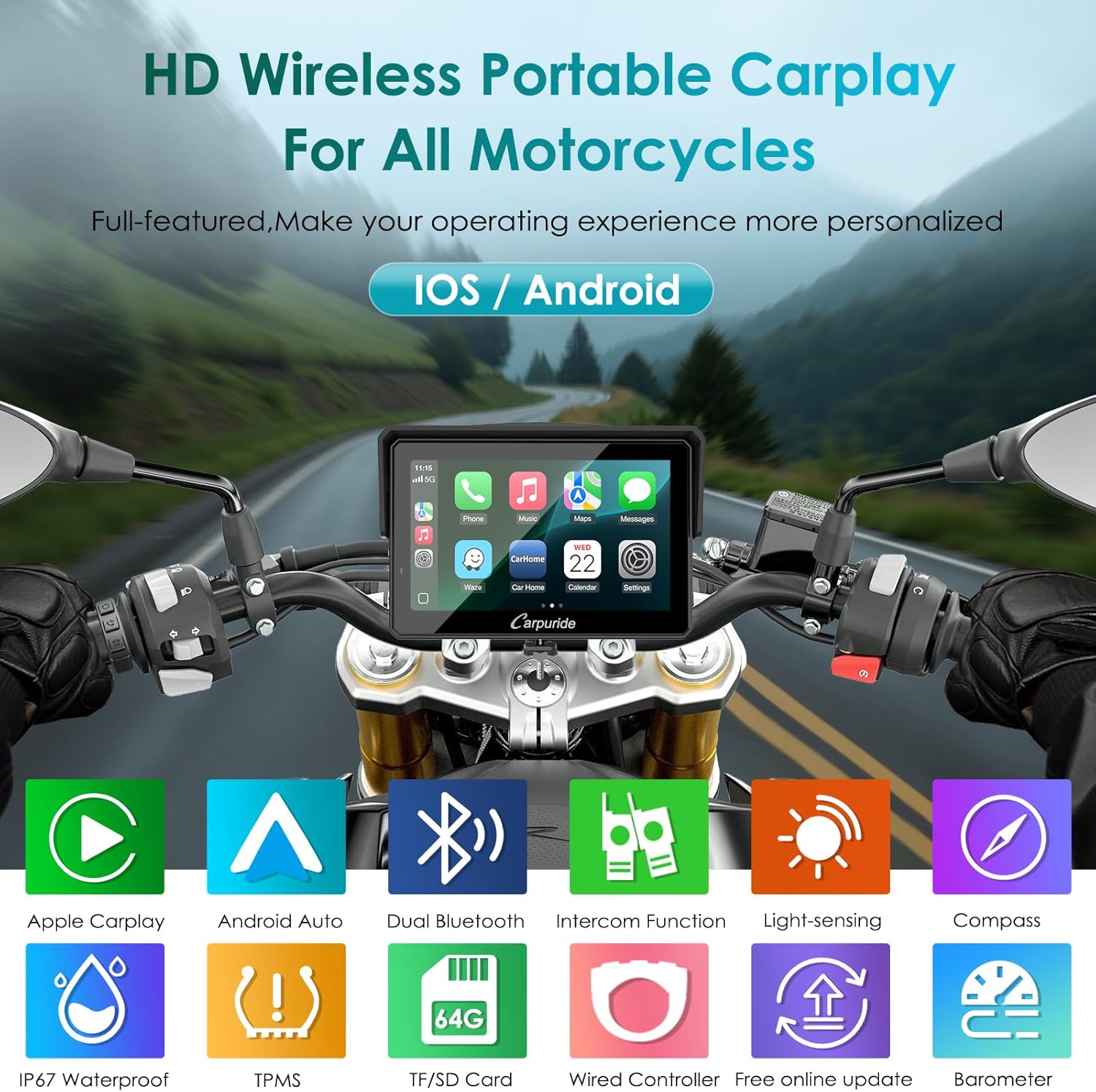 Carpuride W502S PRO Motorrad Carplay – Bild 9