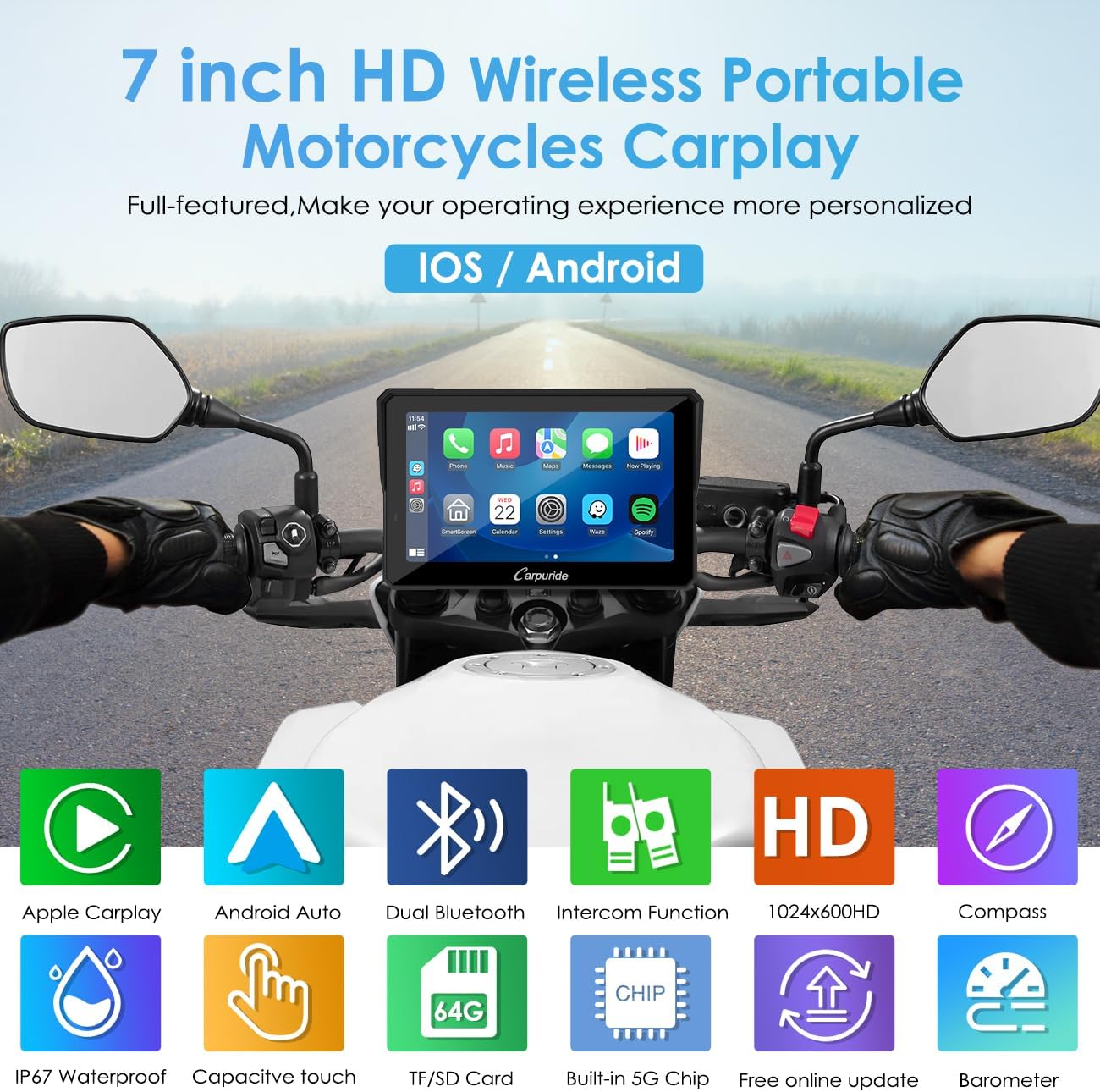 Carpuride W702 Pro: 7 Zoll Motorrad CarPlay & Android Auto – Bild 9