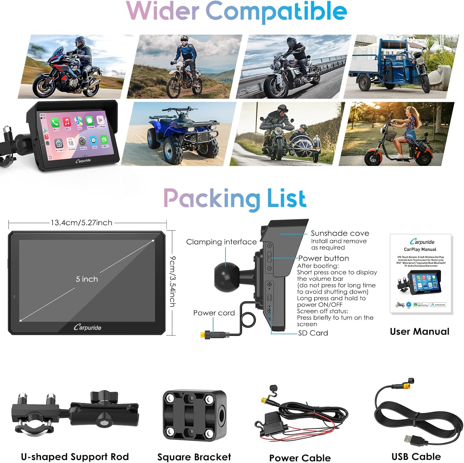 Carpuride W502 Pro Motorrad Carplay – Bild 3