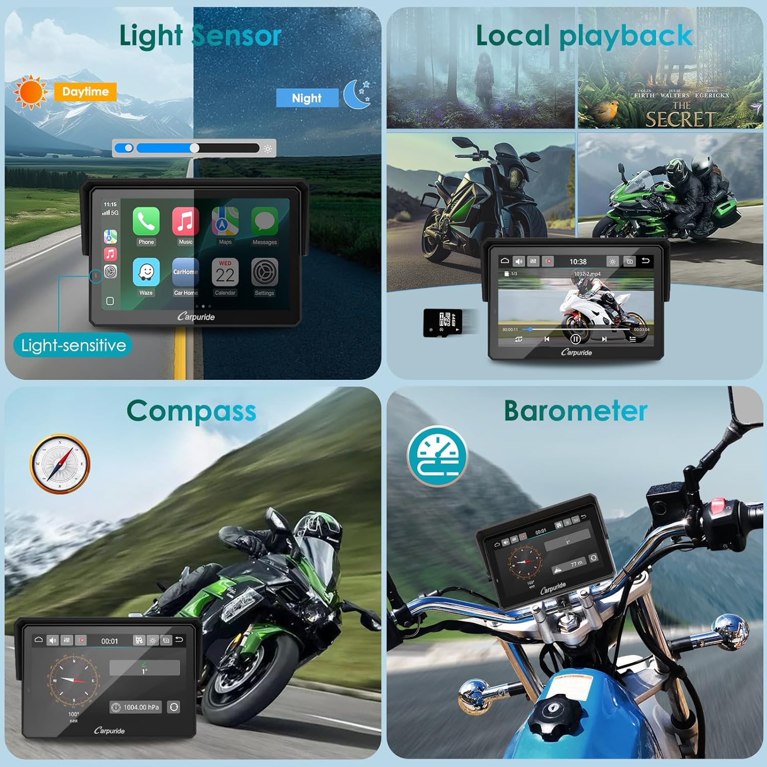 Carpuride W502S PRO Motorrad Carplay – Bild 4