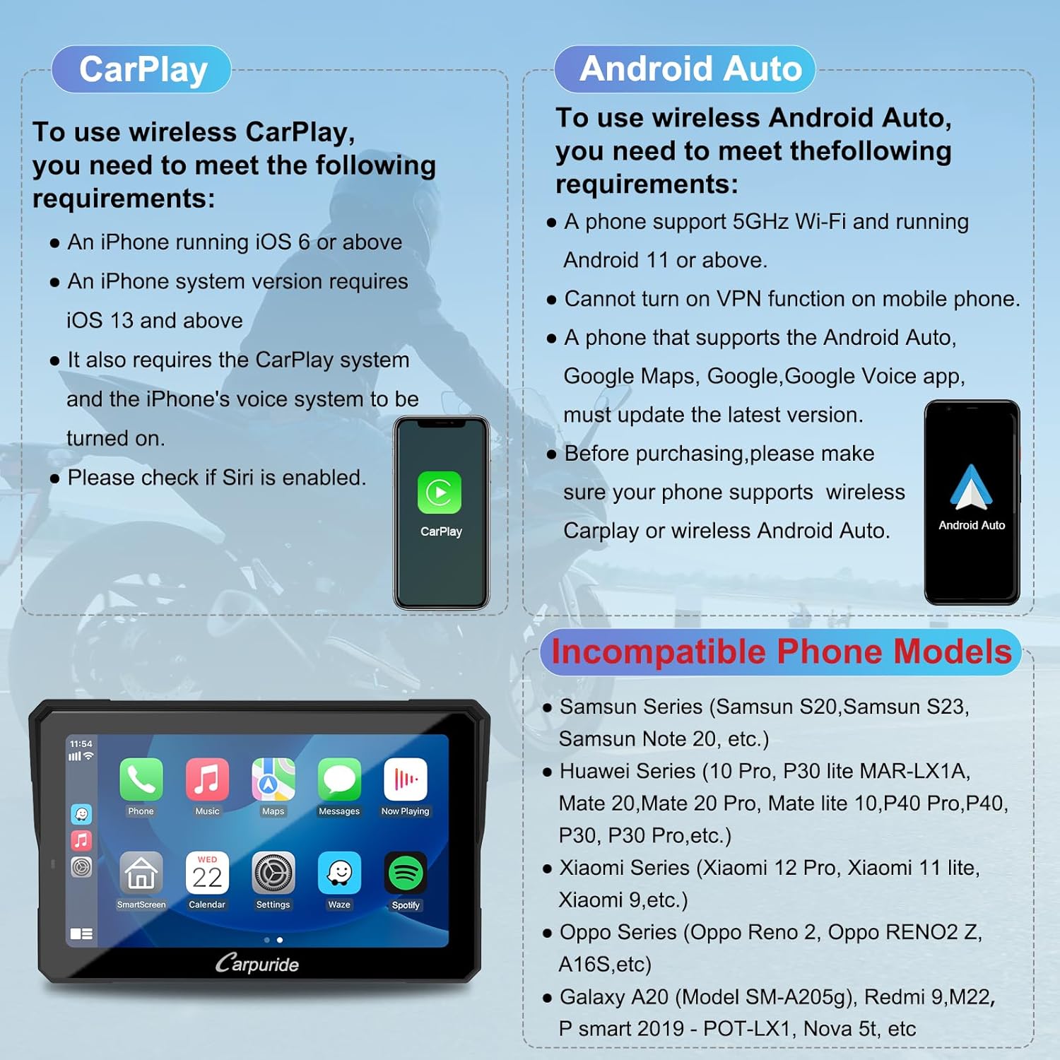 Carpuride W702 Pro: 7 Zoll Motorrad CarPlay & Android Auto – Bild 5