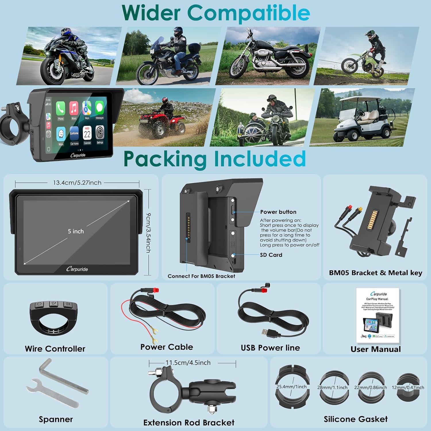 Carpuride W502S PRO Motorrad Carplay – Bild 2