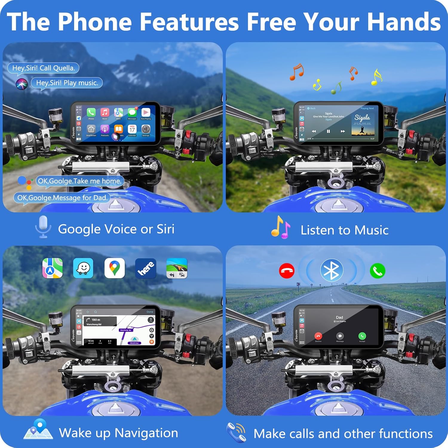 Carpuride W603D Motorrad Carplay – Bild 6
