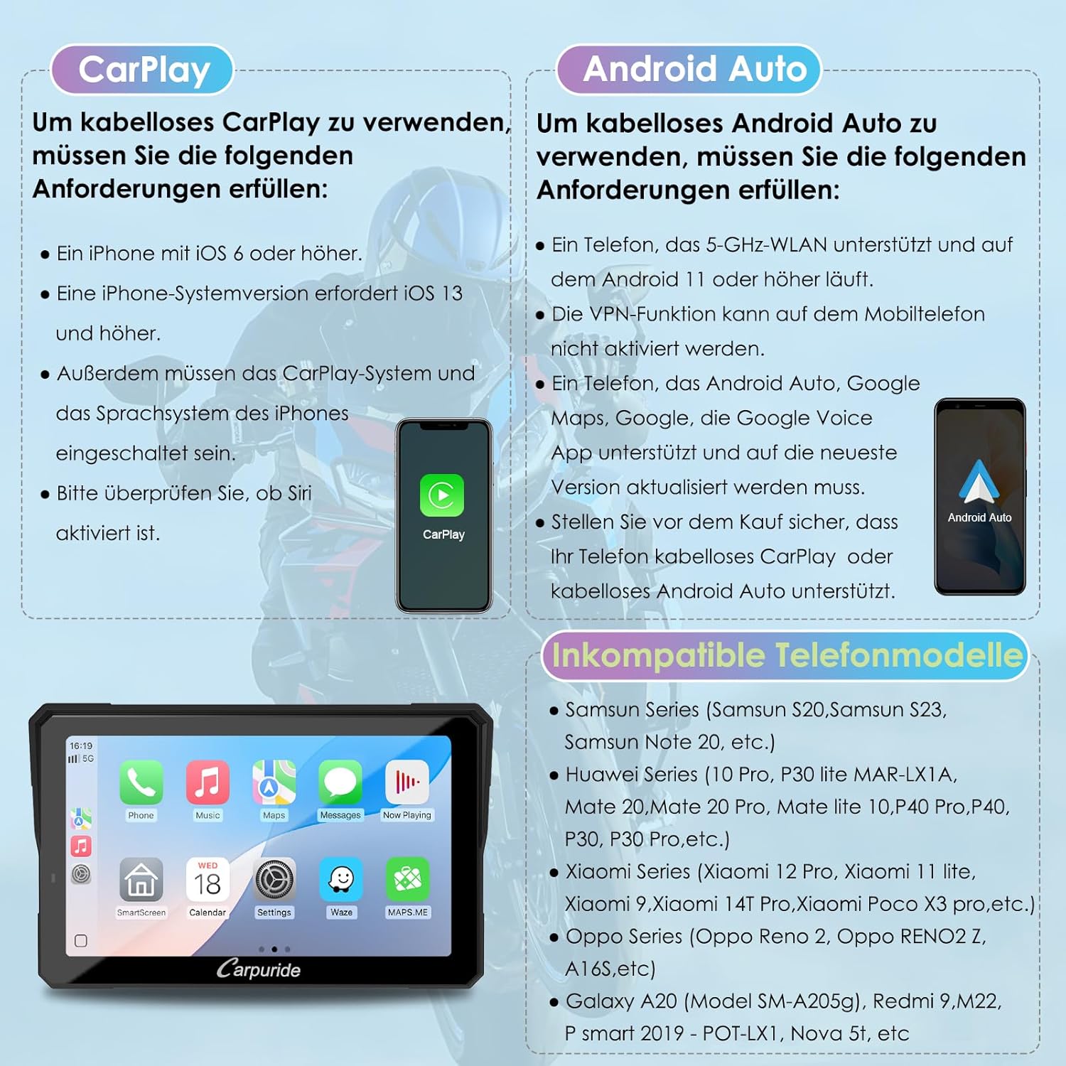 Carpuride W702S Pro Motorrad Carplay – Bild 3
