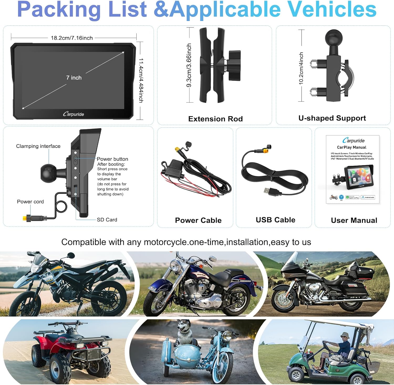 Carpuride W702 Motorrad Carplay – Bild 9