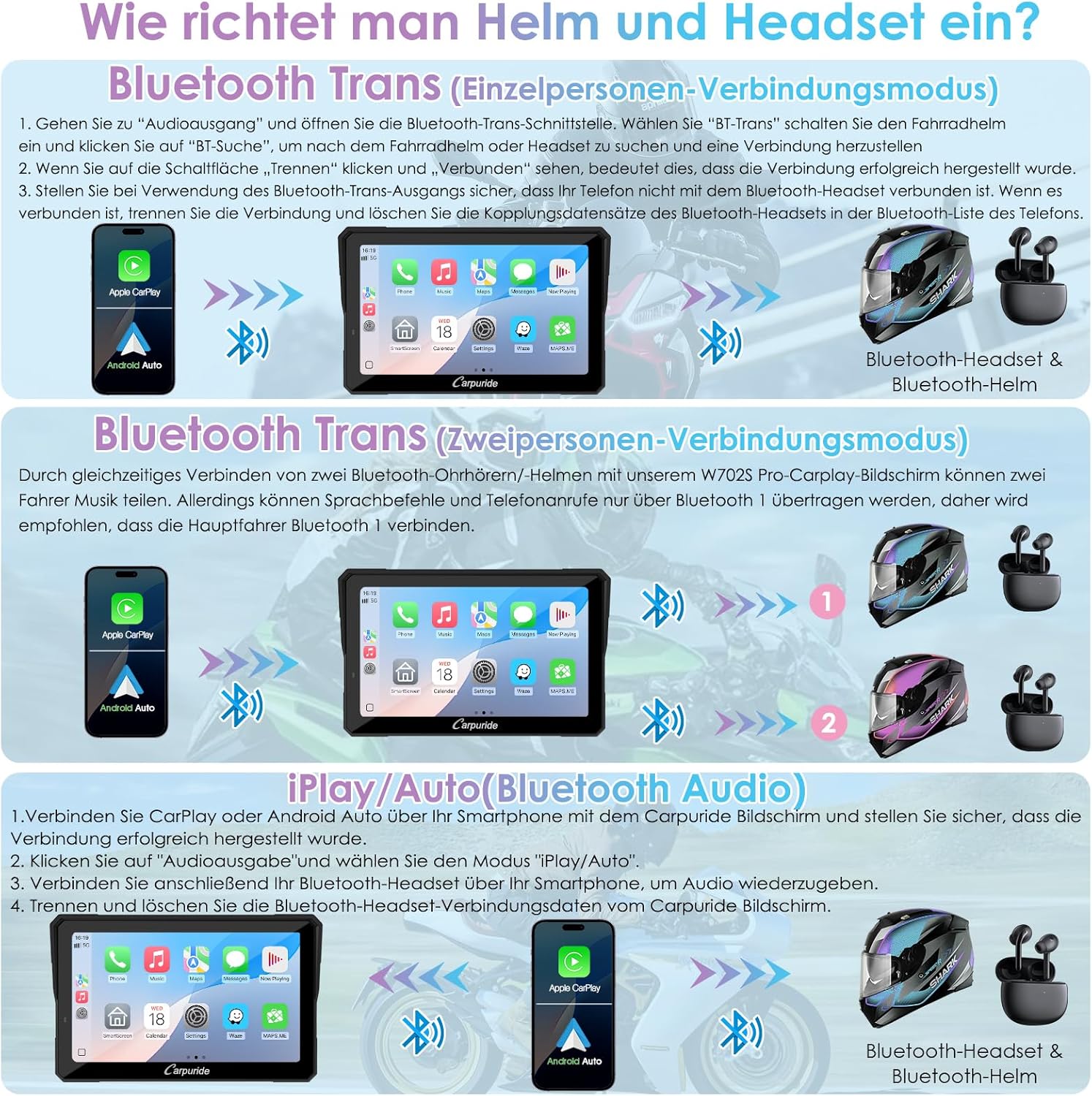 Carpuride W702S Pro Motorrad Carplay – Bild 6