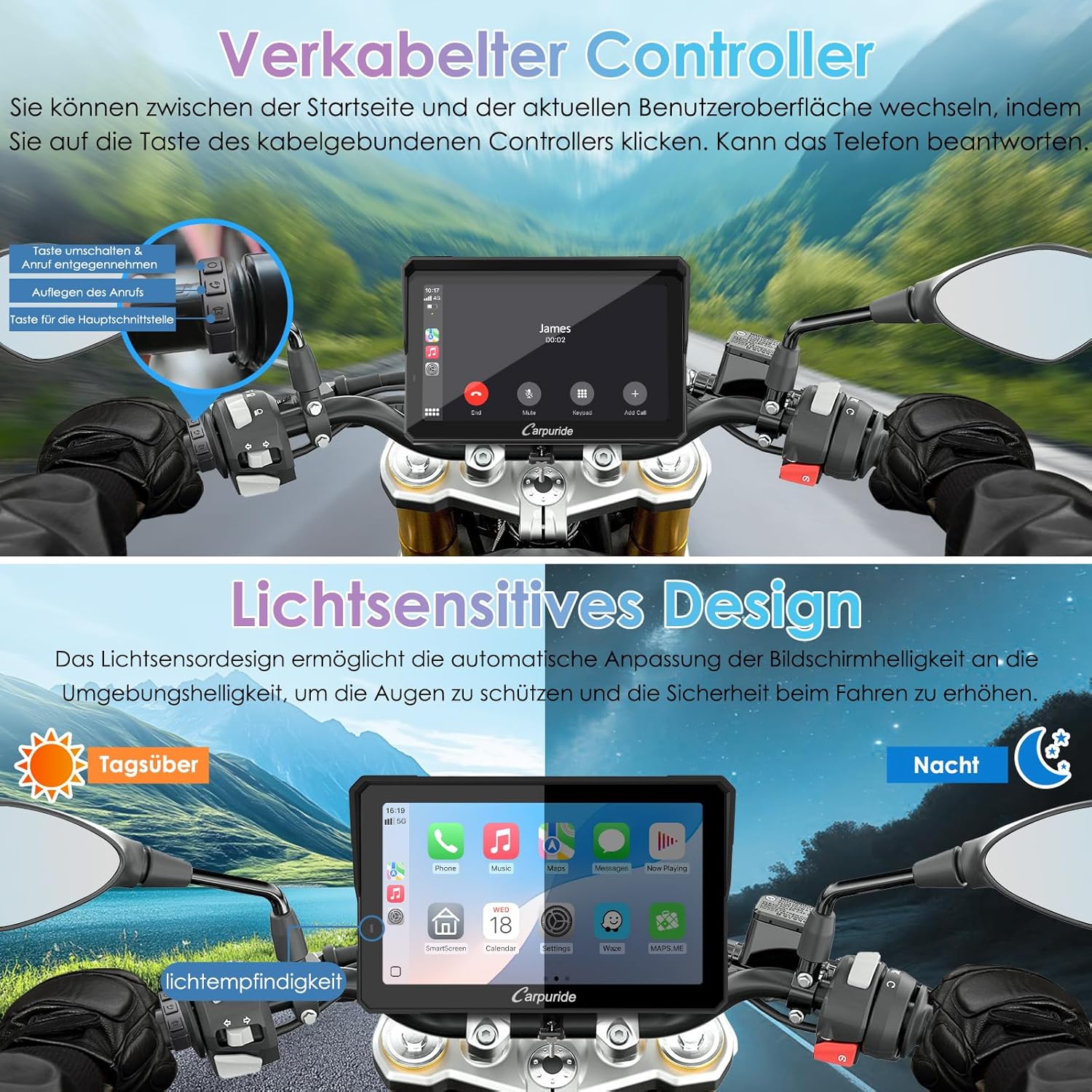 Carpuride W702S Pro Motorrad Carplay – Bild 4