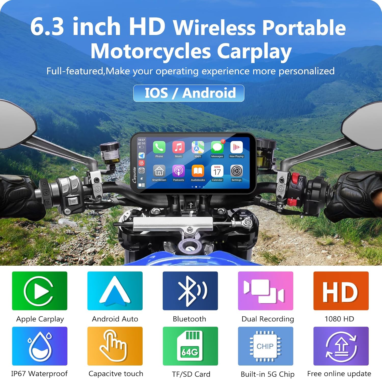 Carpuride W603D Motorrad Carplay – Bild 9