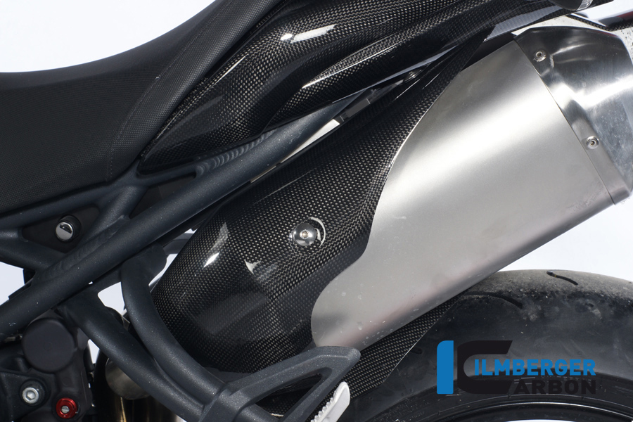 Auspuffhitzeschutz Endtopf links Carbon für Triumph Speed Triple 1050 Einzelstücke Einzelstücke Triumph – Bild 2