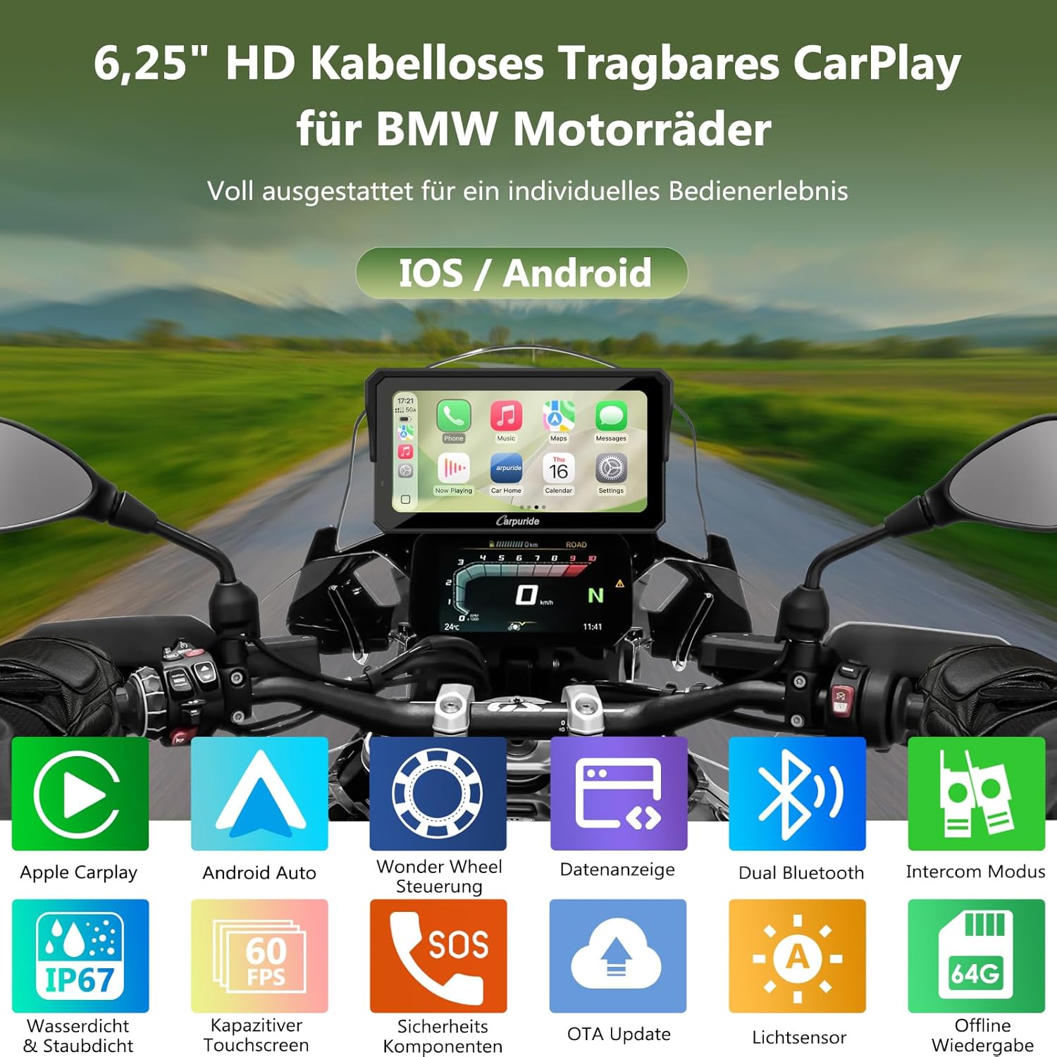 Carpuride W602BS Pro Motorrad Carplay BMW Motorrad – Bild 5